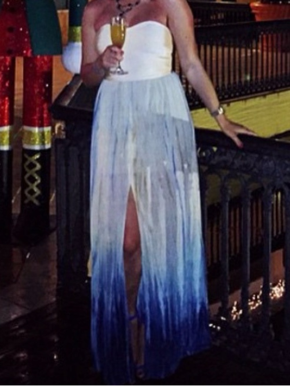 Strapless Ombre Maxi Skirt - Blue Gradient